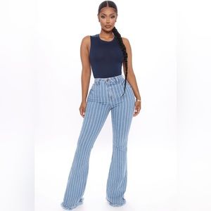 Brand New Fashion Nova Crossed The Line Striped Flare Jeans